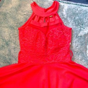 Coral small prom dress.
